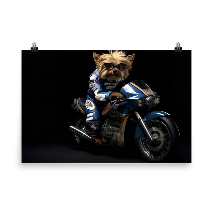 Yorkshire Terrier Superbike Athlete Photo paper poster - PosterfyAI.com
