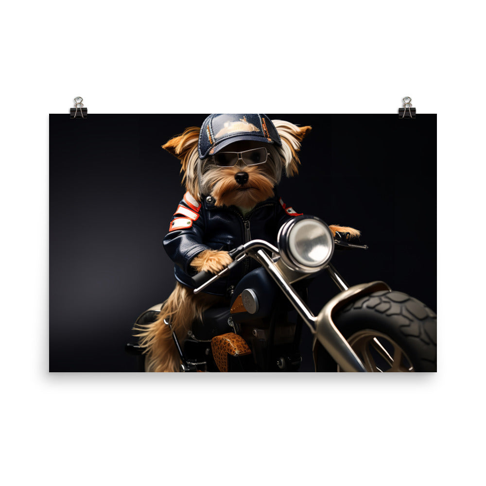 Yorkshire Terrier Superbike Athlete Photo paper poster - PosterfyAI.com