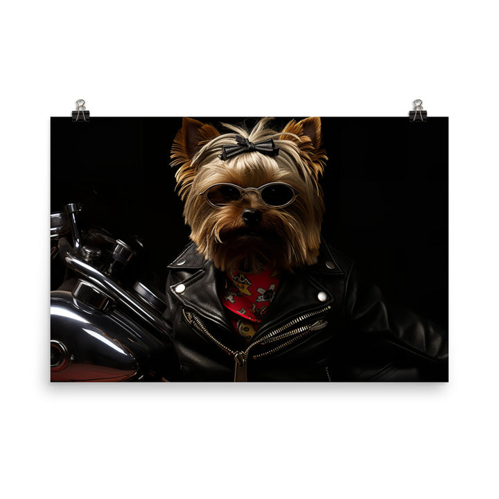 Yorkshire Terrier Superbike Athlete Photo paper poster - PosterfyAI.com