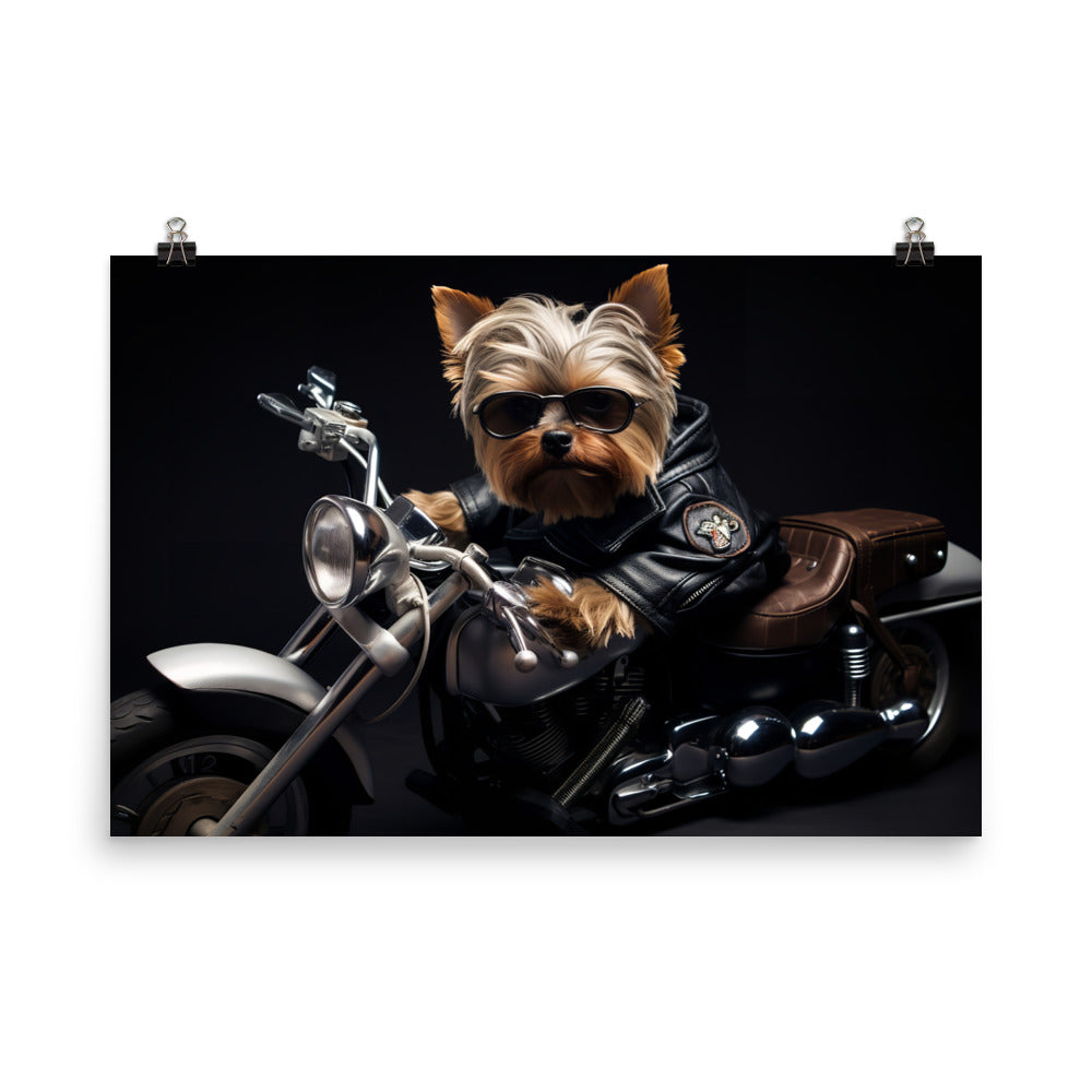 Yorkshire Terrier Superbike Athlete Photo paper poster - PosterfyAI.com