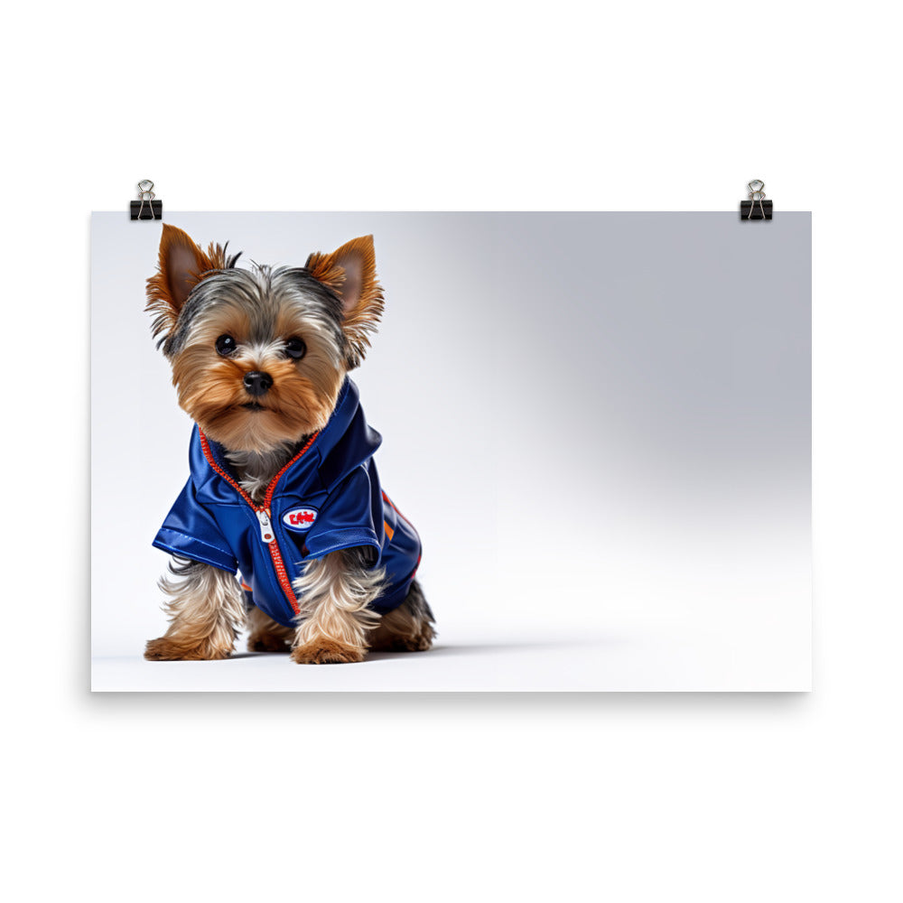 Yorkshire Terrier Motorsport Athlete Photo paper poster - PosterfyAI.com