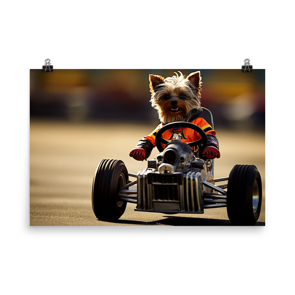 Yorkshire Terrier Motorsport Athlete Photo paper poster - PosterfyAI.com