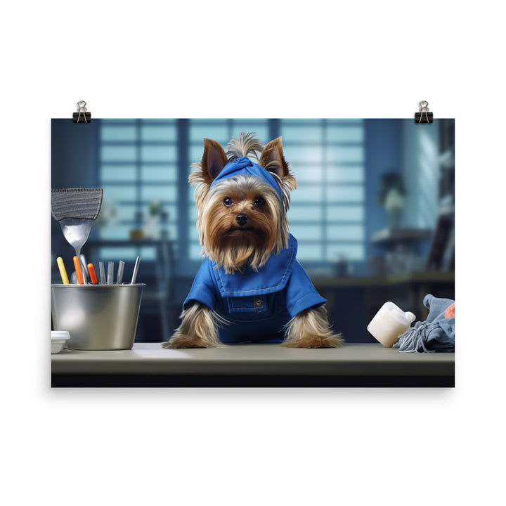 Yorkshire Terrier Janitor Photo paper poster - PosterfyAI.com