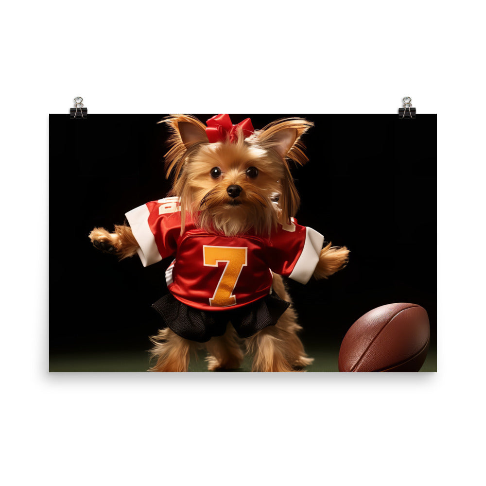 Yorkshire Terrier Football Player Photo paper poster - PosterfyAI.com