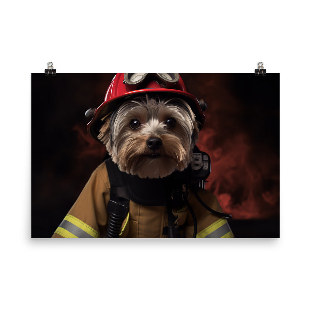 Yorkshire Terrier Firefighter Photo paper poster - PosterfyAI.com