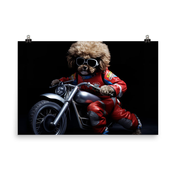 Poodle Superbike Athlete Photo paper poster - PosterfyAI.com