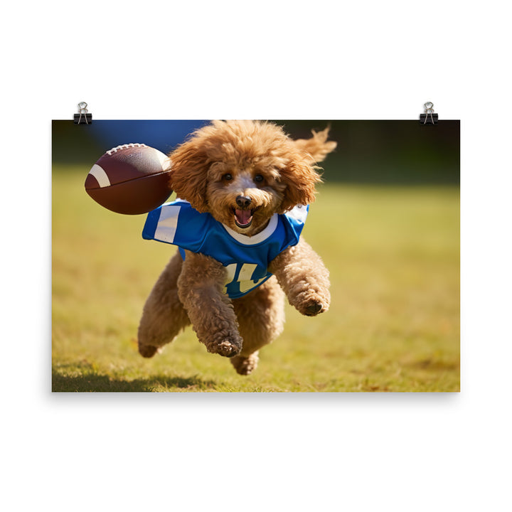 Poodle Football Player Photo paper poster - PosterfyAI.com