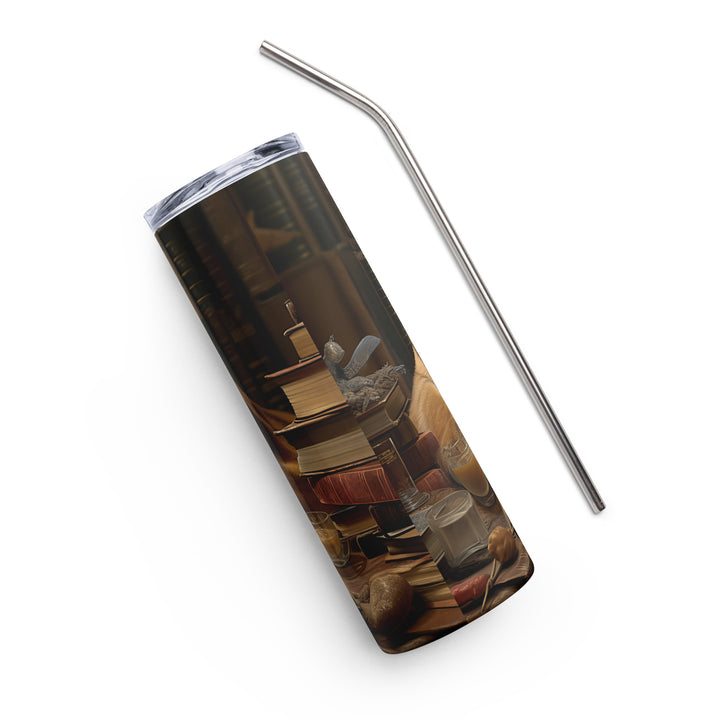 Tiger Scholar Amidst Books Tumbler