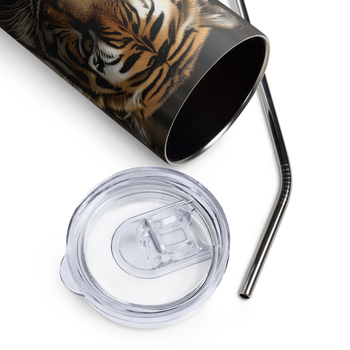 Tiger Scholar Amidst Books Tumbler